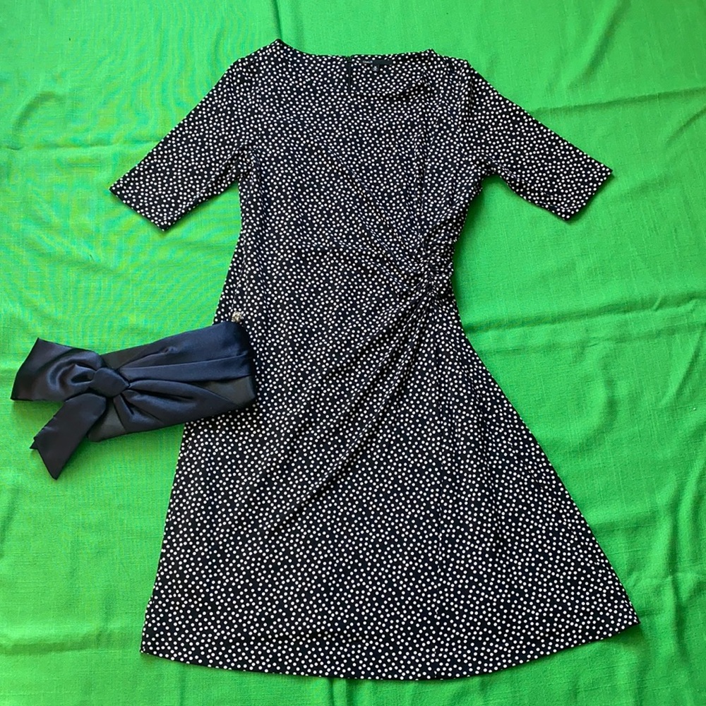 Chaus black with white polkadots jersey dress